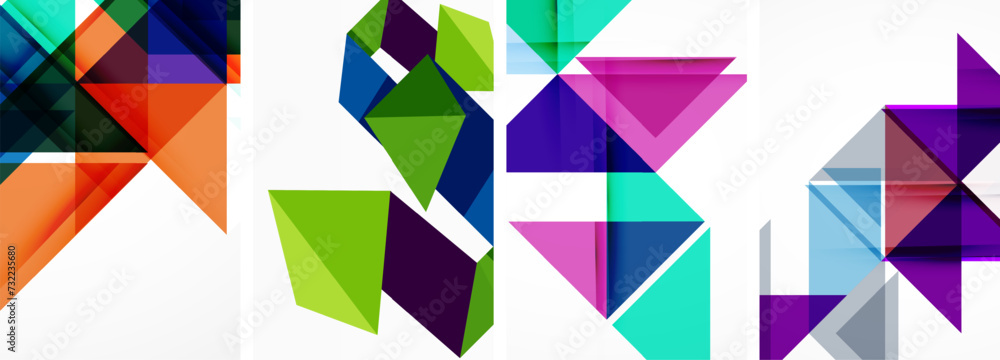 Triangle poster geometric background set Triangle poster geometric background set
