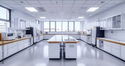 Modern Laboratory Interior, Advanced Scientific Research Facility, Clean and Professional Medicine and Technology Space