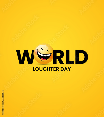 World Laughter day. Happy world smile day, LAughter lip symbol creative design for social media post. 3D Illustration