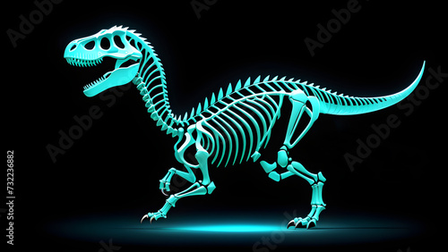 tyrannosaurus rex dinosaur skeleton isolated on black background