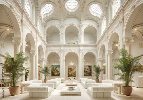 Elegant Palace Interior  European Architecture and Historical Landmark  Luxurious Hall with Artistic Decor and Design
