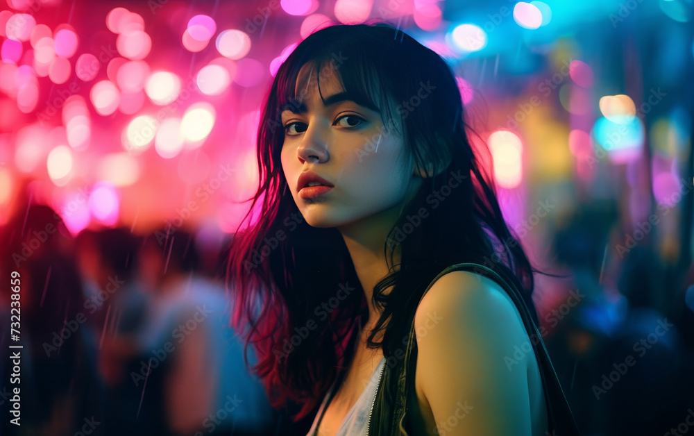 Urban Solitude in Neon Teenager Urban Solitude in Neon Teenager