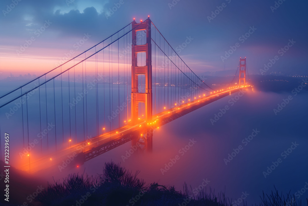 Obraz premium golden gate bridge at sunset, San Francisco , CA, USA, golden gate bridge Background