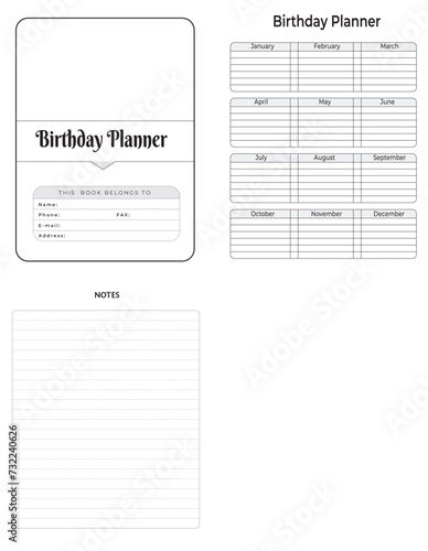 Editable Birthday Planner Kdp Interior printable template Design.