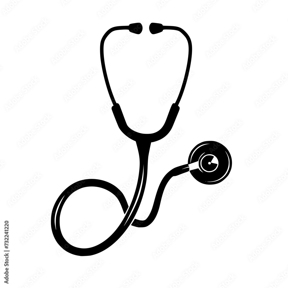 Stethoscope Black and White Silhouette Vector SVG Laser Cut Icon T- Shirt Design Print Generative Ai Stethoscope Black and White Silhouette Vector SVG Laser Cut Icon T- Shirt Design Print Generative Ai