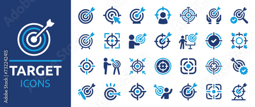 Target icon set. Goal, achievement and success symbol collection. © Icons-Studio
