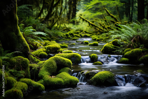 waterfall in the forest.