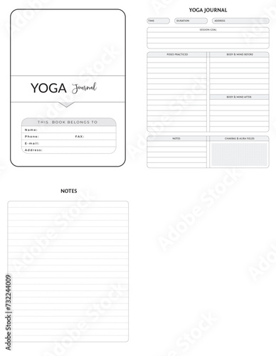 Editable Yoga Journal Planner Kdp Interior printable template Design.