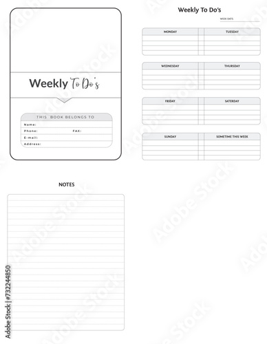 Editable Weekly To Do Planner Kdp Interior printable template Design.