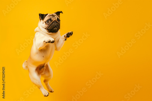 Cute Pug on Yellow Background  photo