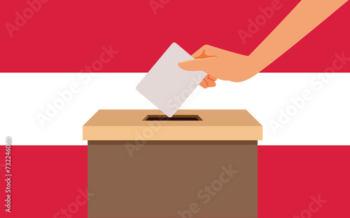 Political Elections in Austria and People Voting Vector Concept Illustration. Austrian people voting for new government in national elections 
