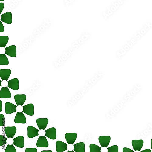 Green Floral Design Border Isolated on White