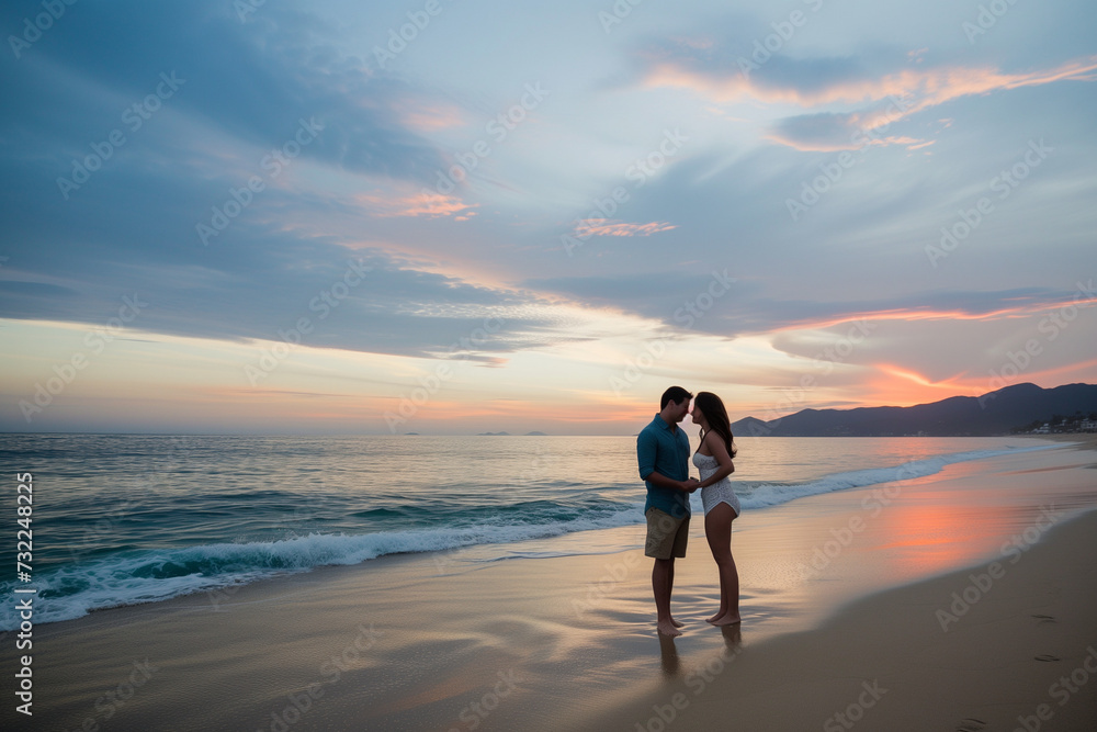 Fototapeta premium Couple in love at the beach 