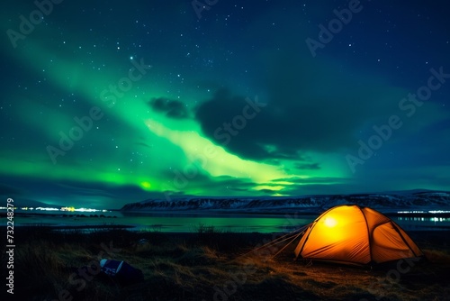 Camping under the dancing green lights