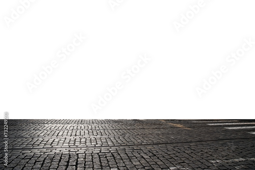 stone pavement in an old city isolated png	 photo