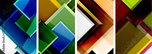Color glass glossy square composition poster set for wallpaper, business card, cover, poster, banner, brochure, header, website