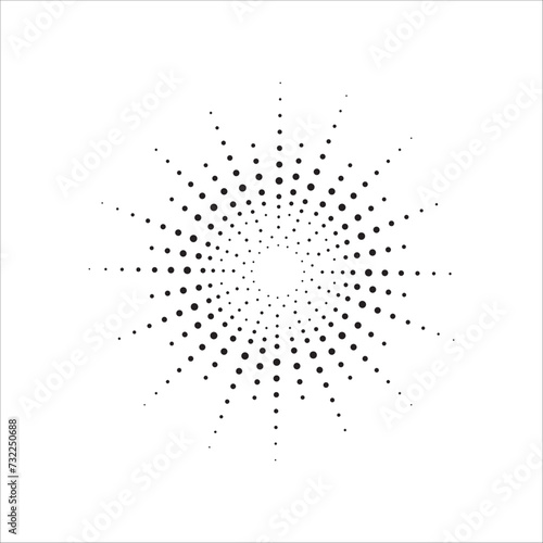 Halftone effect Sunburst dots Vector design	