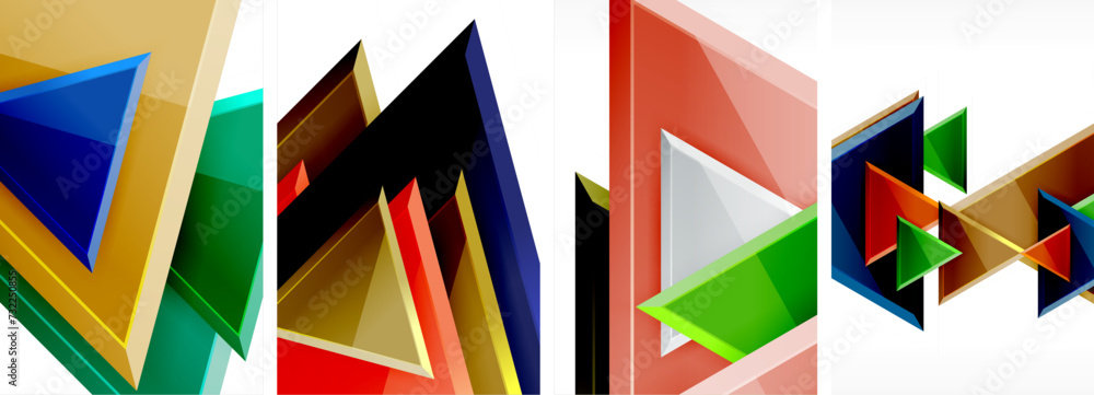 Glossy triangles geometric poster set for wallpaper, business card, cover, poster, banner, brochure, header, website Glossy triangles geometric poster set for wallpaper, business card, cover, poster, banner, brochure, header, website