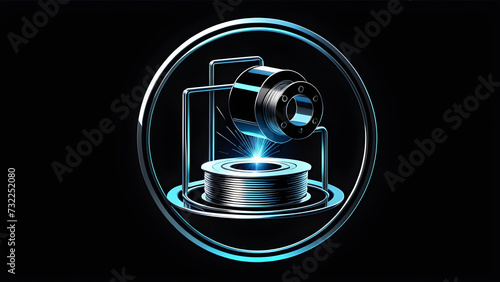 3d factory industrial welding wire clipart isolated on black background