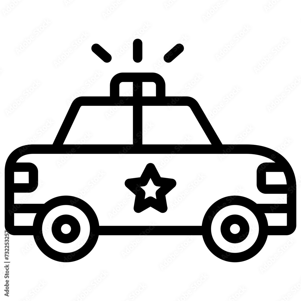 police car icon illustration design with outline