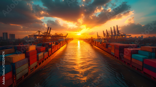 cargo container ship in sea