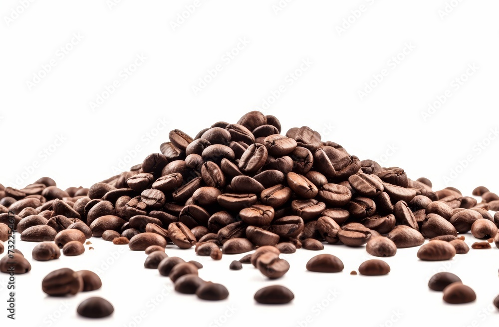 roasted coffee beans isolated on white background close up roasted coffee beans isolated on white background close up