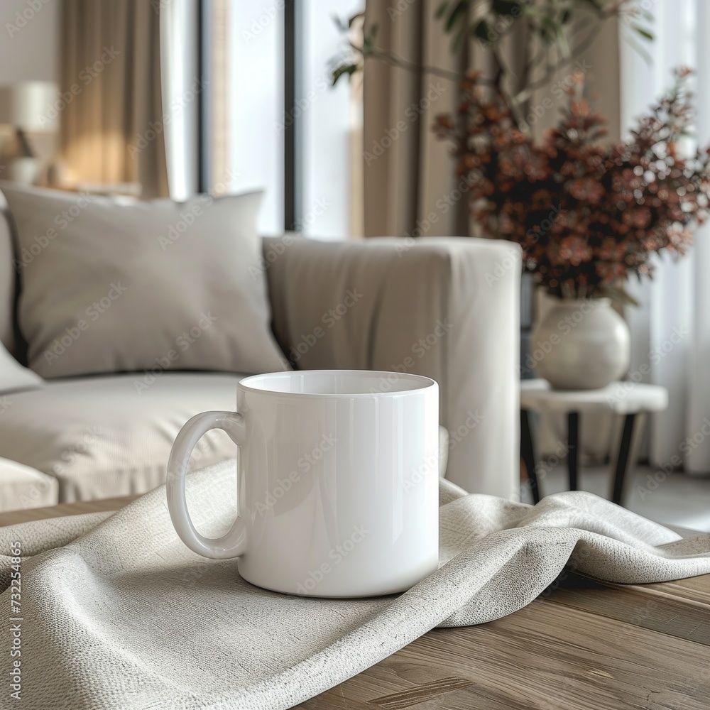 white mug mockup in a living room setting white mug mockup in a living room setting