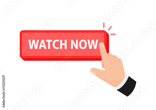 Hand interacting with a Watch Now button, depicting immediate access to video content