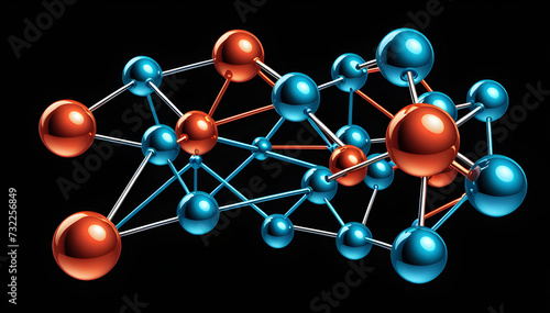 molecular structure clipart isolated on a black background. molecule 3d render