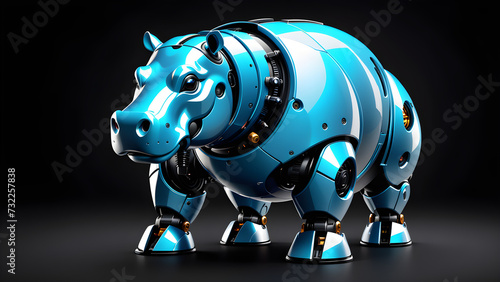 robot hippopotamus isolated on a black background. cyber animal. Digital machine technology design for robots. electronic animal, robot. mechanical robot.  advanced intelligence, animal robot © Udayakumar