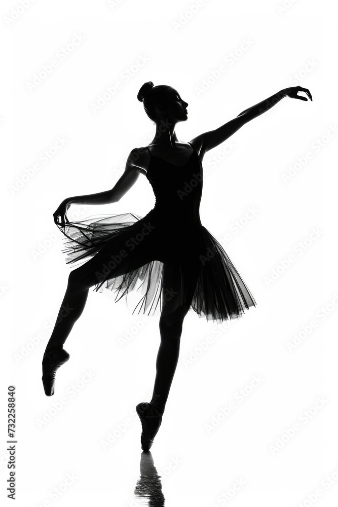 Isolated silhouette of an elegant female ballet dancer on a white background Isolated silhouette of an elegant female ballet dancer on a white background