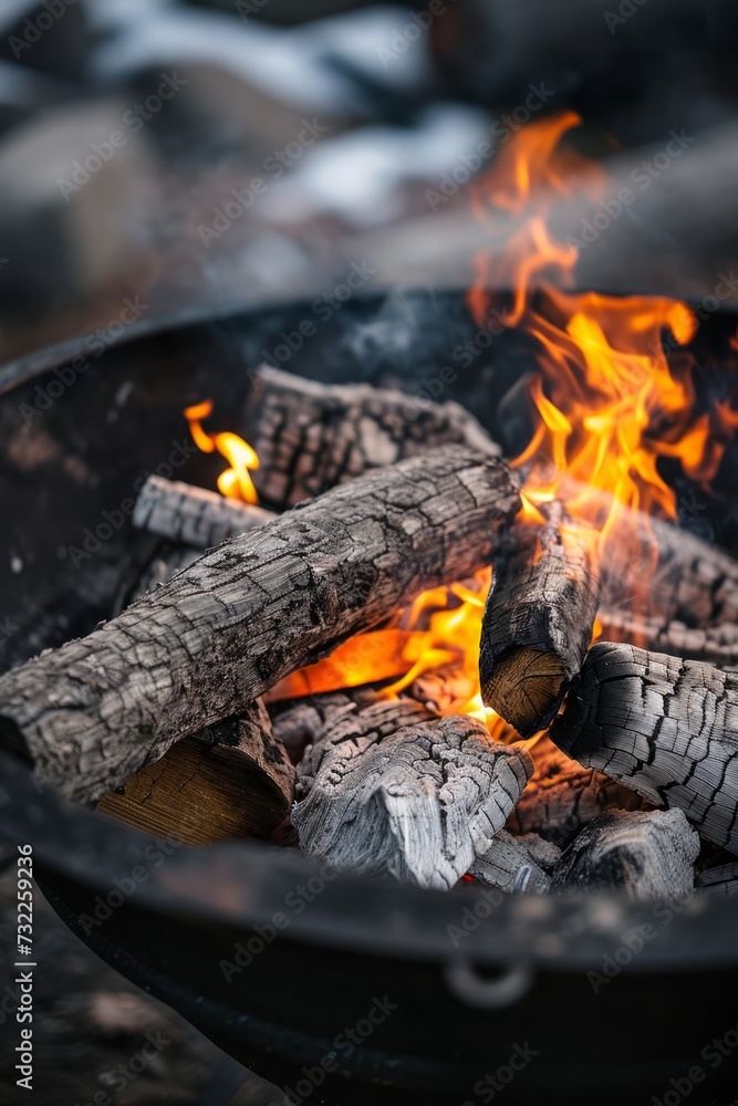 Fire Pit with Burning Logs Fire Pit with Burning Logs