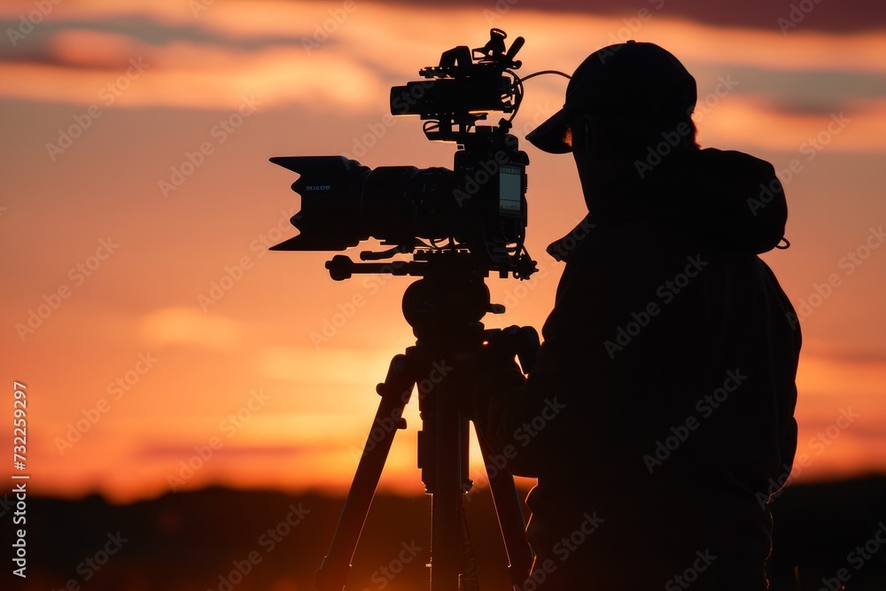 Fototapeta premium Silhouette of a cameraman