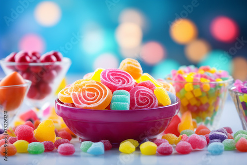 Set of various and colorful candies and sweets background