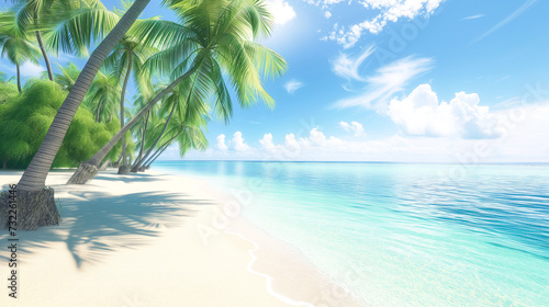 Transport viewers to a tropical paradise with a high-quality image capturing a serene beach setting © Graphicgrow