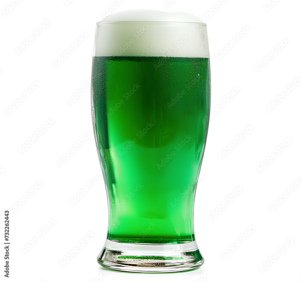 Glass of fresh cold green beer isolated on white background Glass of fresh cold green beer isolated on white background