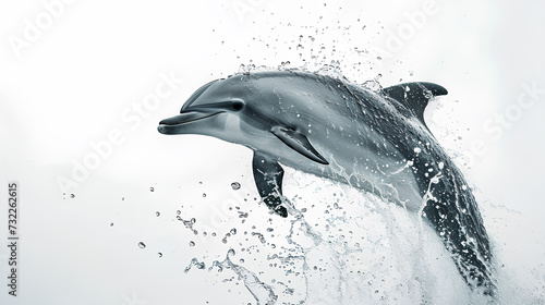 Playful dolphin on a white background