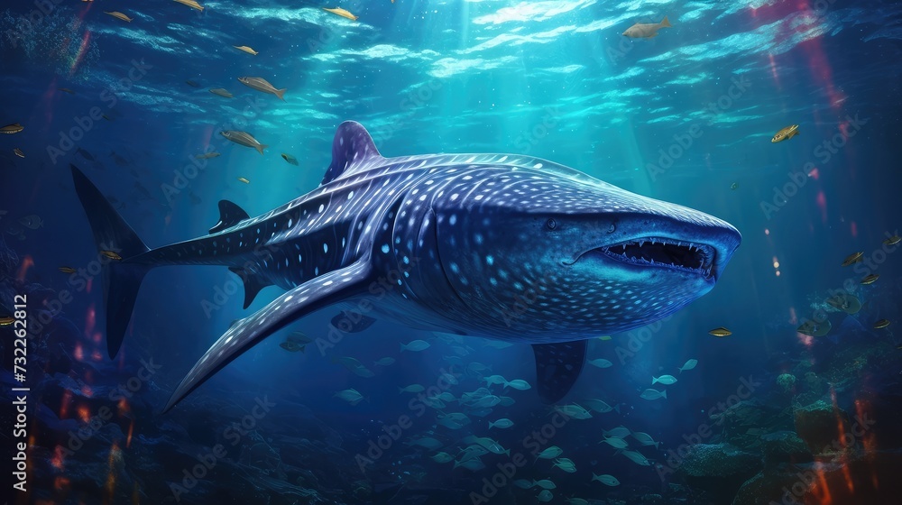 Naklejka premium Whale shark in the sea. Generative Ai