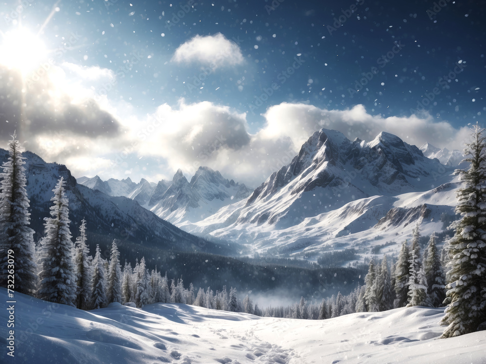 Fototapeta premium 雪山の風景