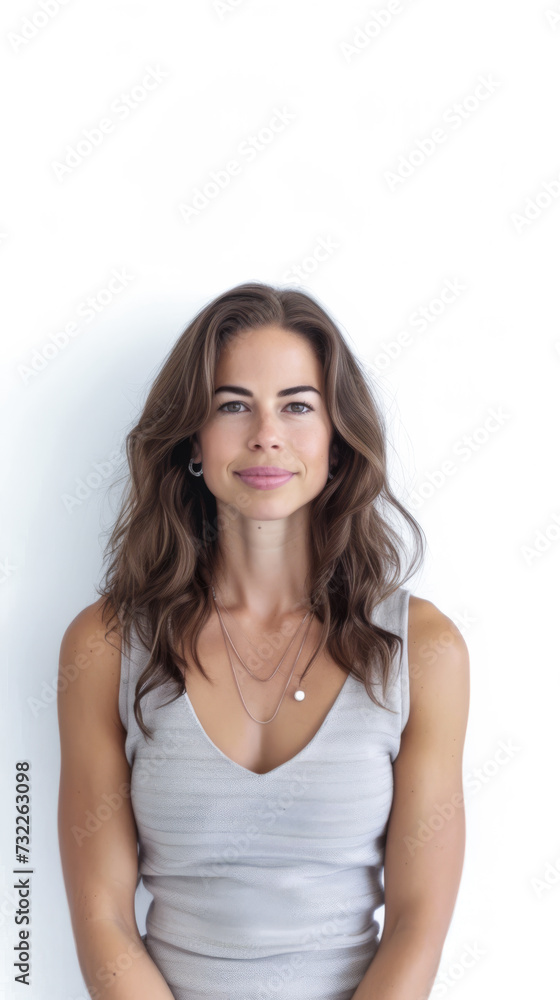 Portrait of a happy young woman isolated from a white background copy space for text.