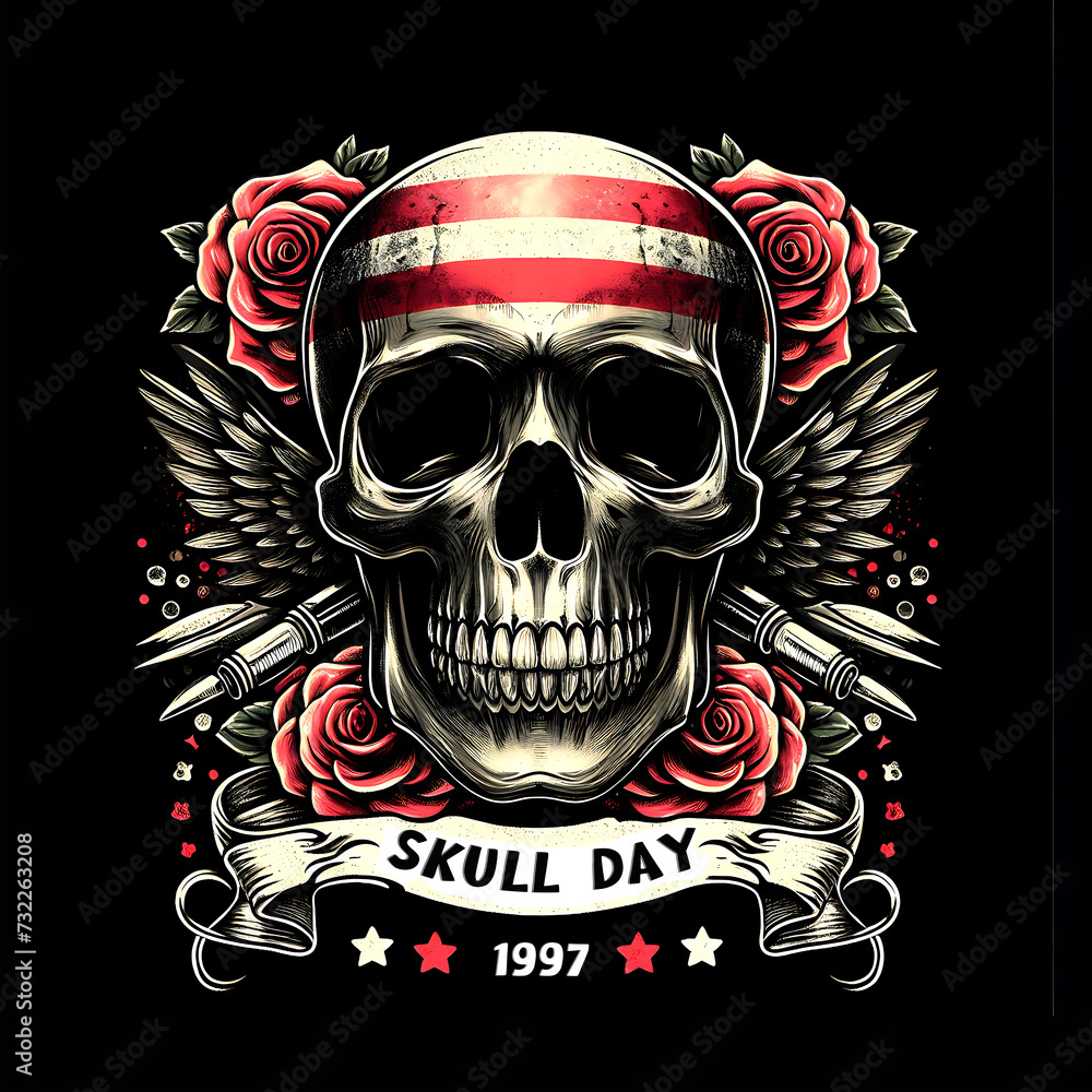 Fototapeta premium The Skull a symbol of death design logo black background