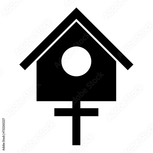 Bird box starling house birdhouse nesting icon black color vector illustration image flat style