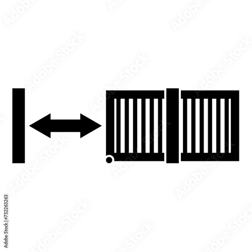 Sliding gates automatic lattice fence system entry enclosure icon black color vector illustration image flat style