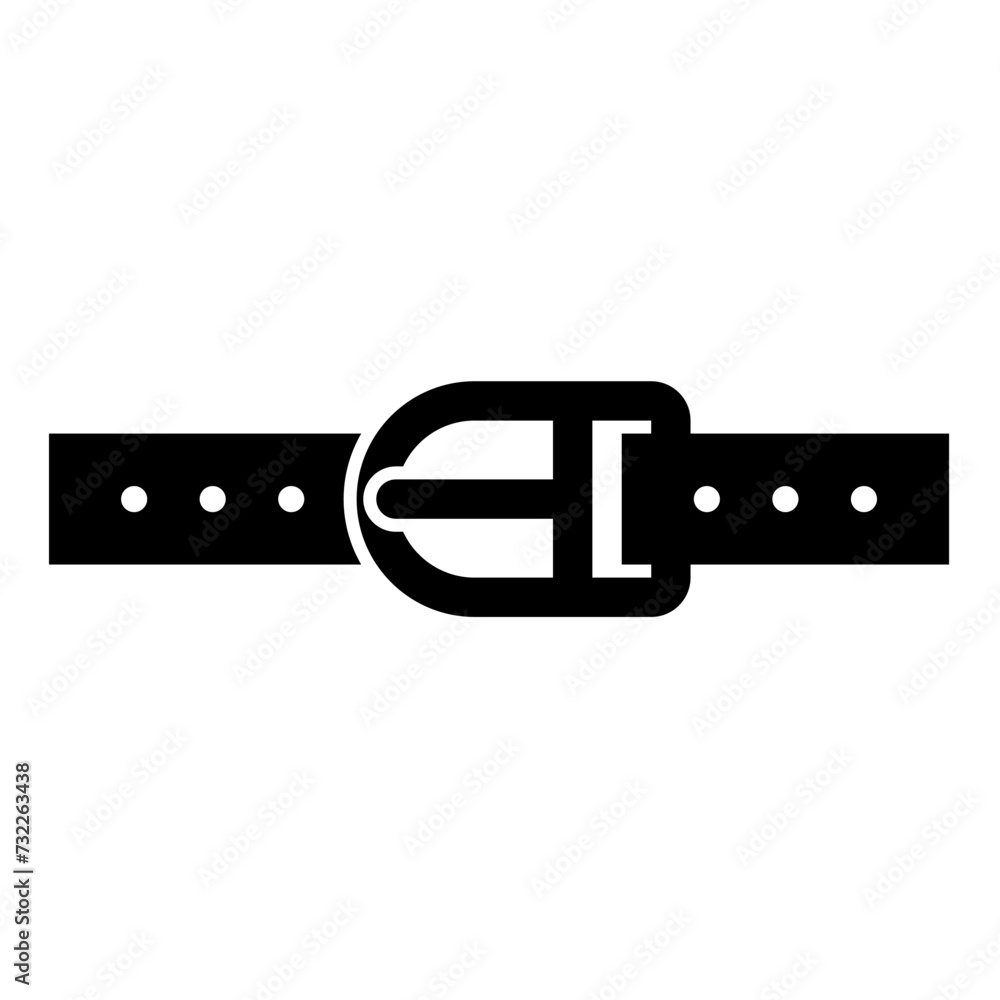 Pants belt leather strapping with buckle trouser icon black color vector illustration image flat style Pants belt leather strapping with buckle trouser icon black color vector illustration image flat style