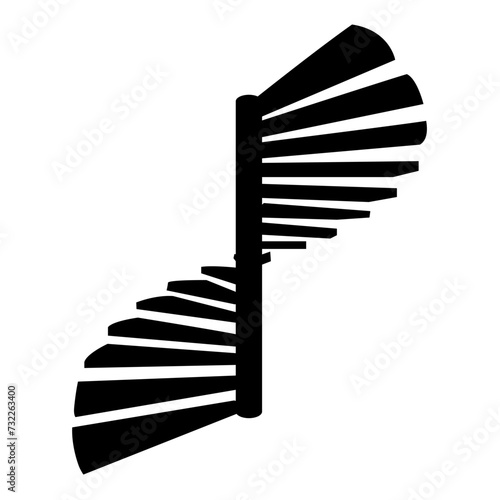 Spiral staircase circular stairs icon black color vector illustration image flat style