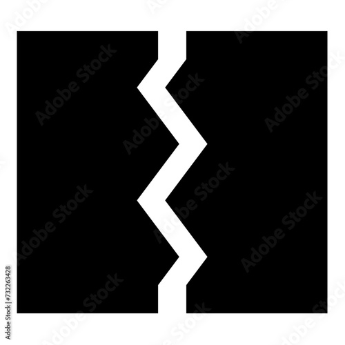 Breach broken torn tear object document icon black color vector illustration image flat style