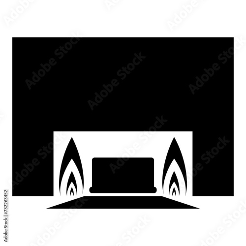 Crematorium cremation process of cremation crematory equipment icon black color vector illustration image flat style