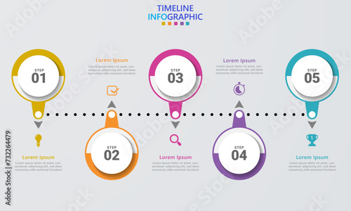 Infographic template for business. Modern Timeline infograph with 5 steps.