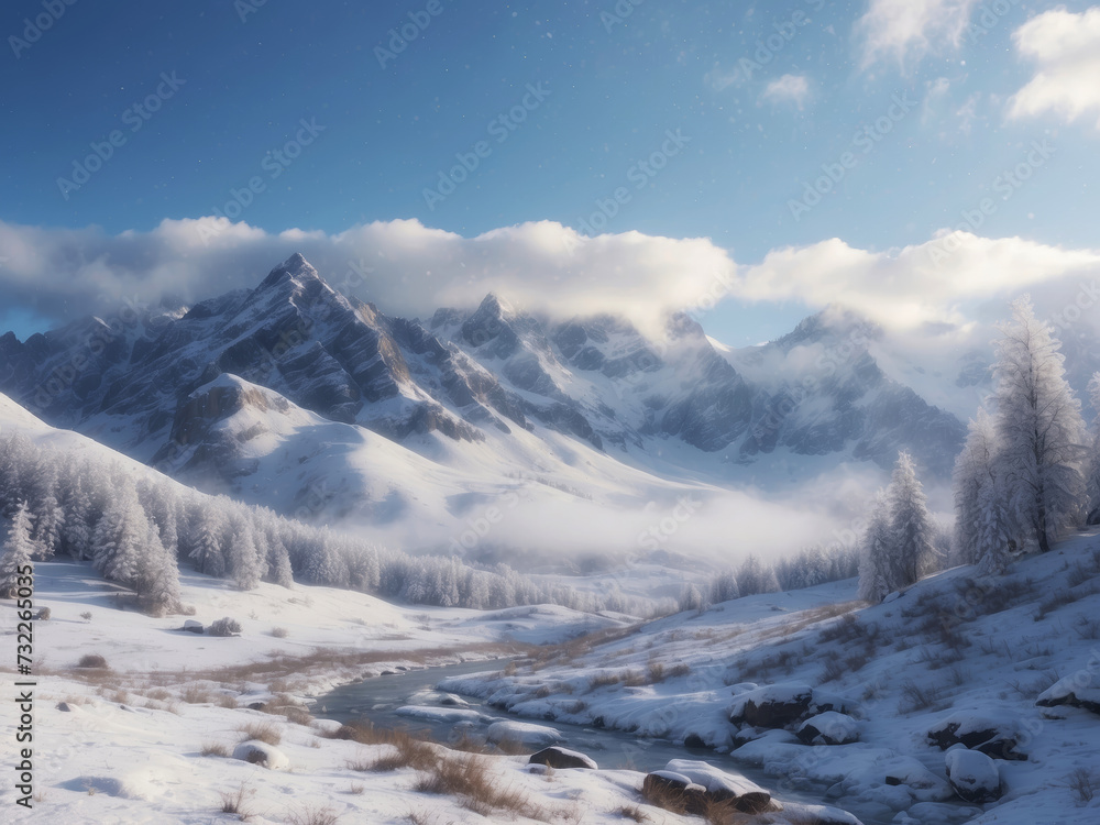 Obraz premium 雪山の風景