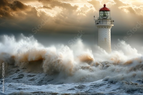 Lighthouse Amidst a Stormy Landscape
